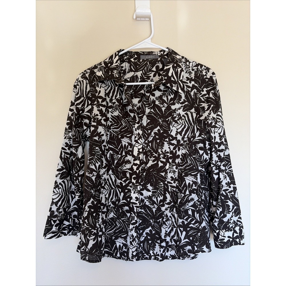 Liz Claiborne Black and White Tropical Print Blouse